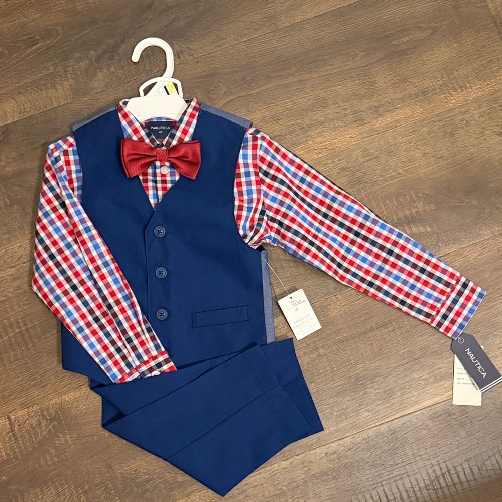 Nautica Kids' Navy Vest Set with Red Bow Tie - Brand New With Tags!